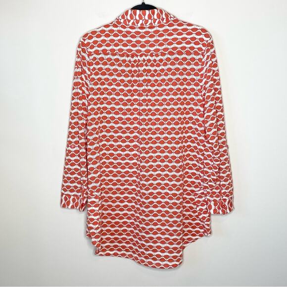 FORCYNTHIA Beachwear Textured Orange and White Coverup Oversized Tunic Top sz L - Picture 3 of 7